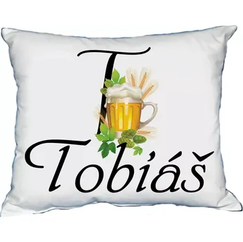 Dekorativní polštářek Polštář s pánským jménem TOBIÁŠ Černý (polštář se jménem TOBIÁŠ)