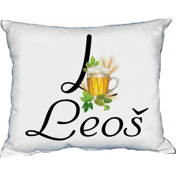 Dekorativní polštářek Polštář s pánským jménem LEOŠ Žlutá (polštář se jménem LEOŠ)