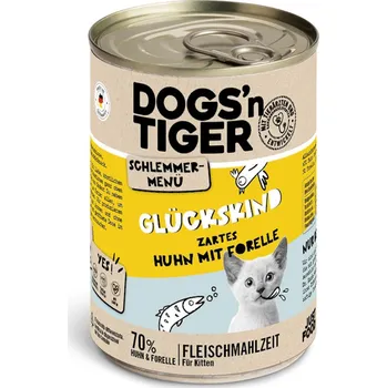 Krmivo pro kočku 6×400g Dogs'n Tiger Gourmet Menu - kuřecí s pstruhem I Kitten
