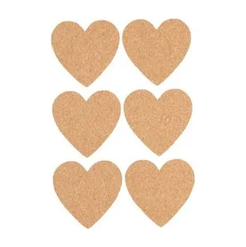 samolepka Chaks Ozdobné korkové samolepky - Srdce 6 ks