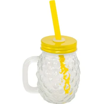 Sklenice Chaks Mini sklenený pohár so slamkou - Ananás 110ml