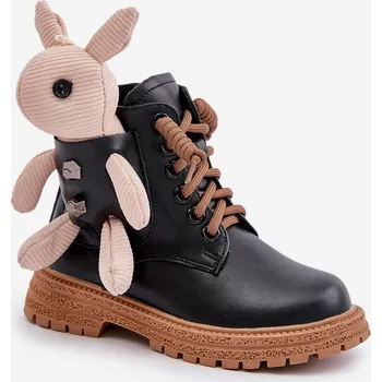 Dětská běžecká obuv Kožené Zateplené Dětské Boty Na Zip S Medvídkem Vinceza 36261 Barva: Černá, Velikost: 27