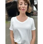 Tričko So Comfy Agness bílé basic s výstřihem do V Velikost: 36