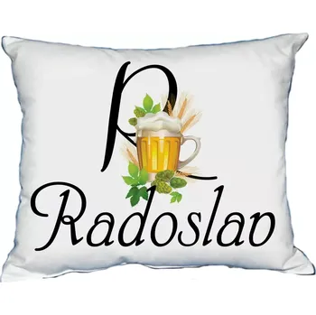 Dekorativní polštářek Polštář s pánským jménem RADOSLAV Bílý (polštář se jménem RADOSLAV)