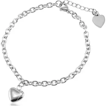 Náramek Náramek z chirurgické oceli z oválných oček, dvě srdíčka, stříbrná barva