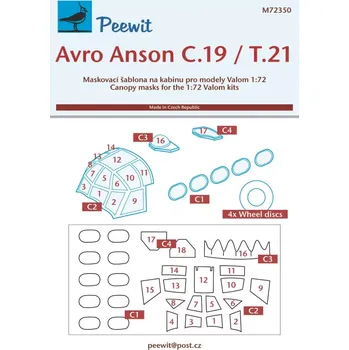 Plastikový model Peewit 1/72 Canopy mask Avro Anson C.19/T.21 (VALOM)