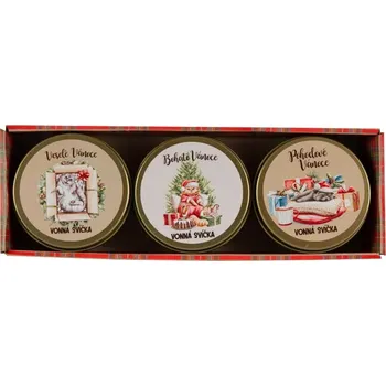 Svíčka Dárkové balení svíček v krabičce 3ks - Pohodové Vánoce