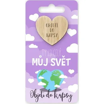 Rám na obraz Nekupto Kapesní objetí Srdce Ty jsi celý můj svět, objetí do kapsy 6 x 12 cm