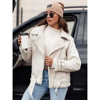 Dámská semišová bunda LEVERINO s ovčí kůží bílá