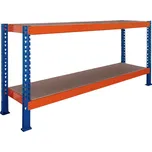 Nekonečný průmyslový regál Trestles RNC 1400x2200x600, nosnost 1600 kg, 2 police Barva: oranžovo-modrá