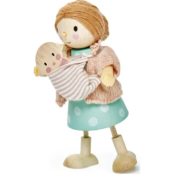 Hračka pro nejmenší Dřevěná panenka Tender Leaf Mrs. Goodwood and the baby
