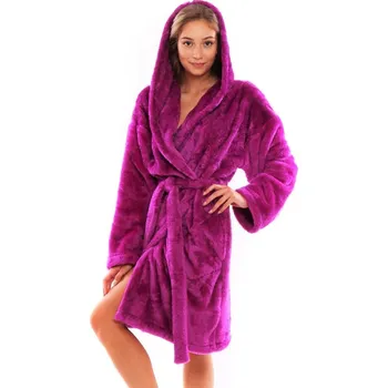 Dámský župan Krátký župan s kapucí Lilly extra one size fialový 33 20 4301 - S/M