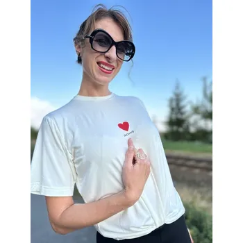 Tričko So Comfy Lampo krémové se srdíčkem Velikost: 38
