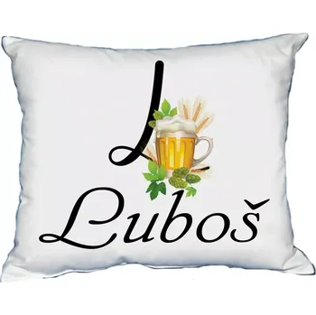 Dekorativní polštářek Polštář s pánským jménem LUBOŠ Černý (polštář se jménem LUBOŠ)