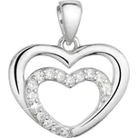 Stříbrný přívěsek dvě srdíčka se zirkony bílé 14021.1