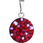 Stříbrný přívěsek s krystaly Swarovski červený kulatý 34225.3 cherry