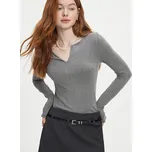 Dámský pulovr s véčkovým výstřihem Barva: Šedá, Velikost: XS