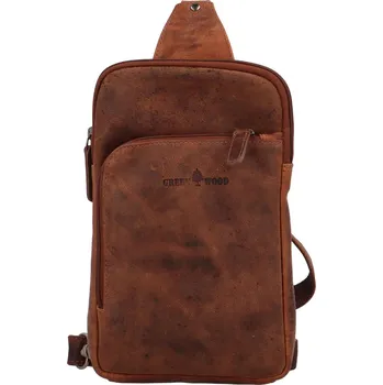 Městský batoh Kožený crossbody batůžek khaki - Greenwood Awelaos Khaki