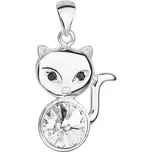 Stříbrný přívěsek s krystalem Swarovski bílá kočka 34235.1