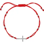Kabbalah červený náramek stříbrný křížek se zirkony 13022.3