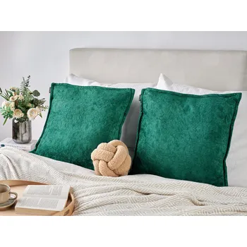 Polštář Sada 2 dekorativních polštářů zelené bavlněné povlaky na polštáře čtvercové polštáře 50 x 50 cm Beliani