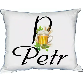 Dekorativní polštářek Polštář s pánským jménem PETR Černý (polštář se jménem PETR)