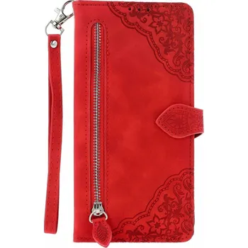 Pouzdro na mobilní telefon Pouzdro Xiaomi Redmi 14C knížkové se zipem červené (kryt neboli obal na Xiaomi Redmi 14C)