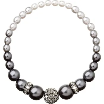 Náramek Perlový náramek šedý s Preciosa krystaly 33062.3