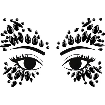 Samolepící dekorace PartyDeco Samolepicí kamínky na obličej černé, 15 x 9 cm