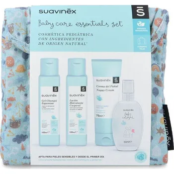 Kosmetická sada Suavinex Kosmetická sada na cesty v bavlněné taštičce Tyrkysová