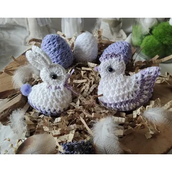 Velikonoční dekorace Slepička a zajíček, levandule