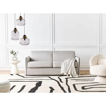 Pohovka Rozkládací pohovka šedá látka čalouněná 2 místná rozkládací plastové nohy moderní minimalistický styl obývací pokoj Beliani