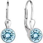 Stříbrné náušnice visací s krystaly modré kulaté 31112.3