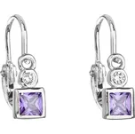 Stříbrné dětské náušnice visací se zirkonem fialová kostička 11172.3