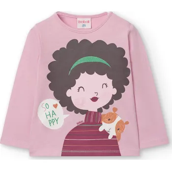 Dívčí tričko Triko dlouhý rukáv, růžová barva, holčička, Boboli Velikosti: 122
