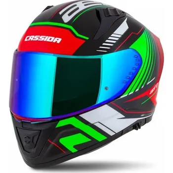 Helma na motorku Přilba Aero Drome, CASSIDA (černá met./červená/zelená/bílá) 2026 XS (53 až 54 cm)