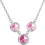 Stříbrný náhrdelník se Swarovski krystaly růžový kulatý 32033.3 rose