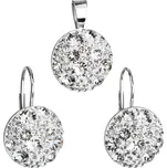 Sada šperků s krystaly Swarovski náušnice a přívěsek bílé kulaté 39117.1