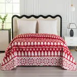 Přehoz na postel VÁNOČNÍ LES červený 220 x 240 cm