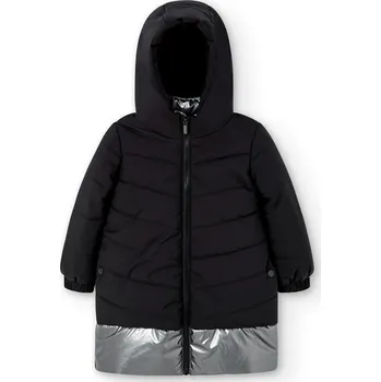 Dámský kabát Zimní kabát s kapucí, černý, stříbrný, flees, holka Boboli Velikosti: 172