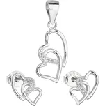 Sada šperků se zirkonem náušnice a přívěsek bílé srdce 19015.1