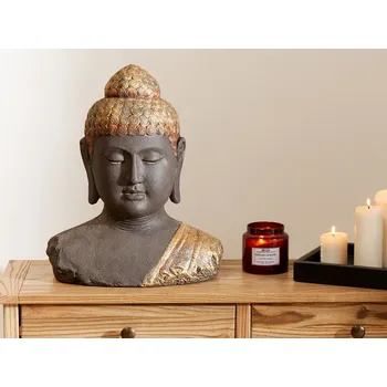 Dekorativní socha černá a zlatá hlava Buddhy dekorativní socha dekorativní doplňky Beliani