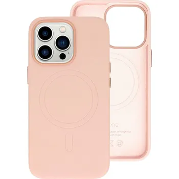 Pouzdro na mobilní telefon Zadní kryt MagSafe Leather pro Iphone 15 Pro světle růžový