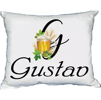 Dekorativní polštářek Polštář s pánským jménem GUSTAV Bílý (polštářek pánské jméno )
