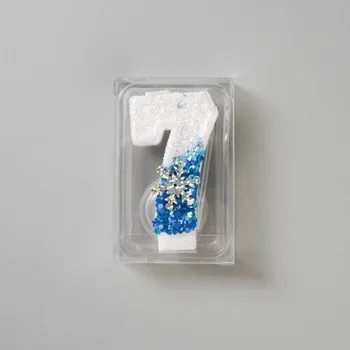 Dortová svíčka Dortisimo Svíčka bílo-modrá se sněhovou vločkou Frozen číslo 7