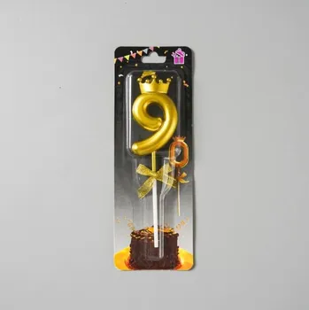 Dortová svíčka Dortisimo Svíčka zlatá s korunkou číslo 9