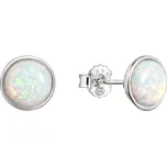 Stříbrné náušnice pecky se syntetickým opálem bílé 11465.1 white