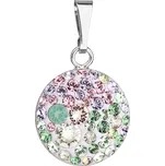 Stříbrný přívěsek s krystaly Swarovski mix barev kulatý 34225.3 sakura
