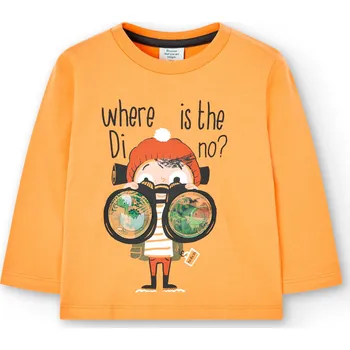Dívčí tričko Tričko oranžové barvy, dalekohled, dlouhý rukáv, Boboli Velikosti: 128