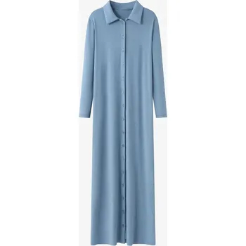Dámské šaty Dlouhé šaty s límcem Barva: Modrá, Velikost: XS